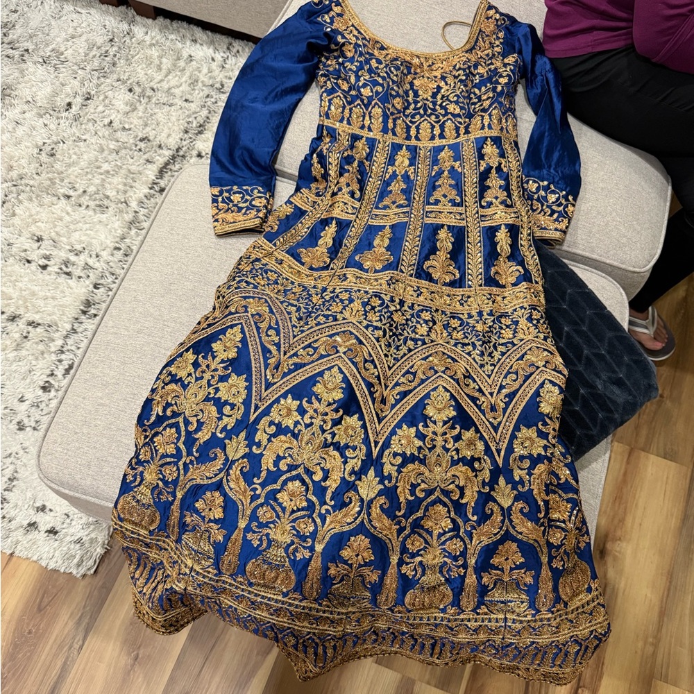 Royal blue Indian dress with tie back
